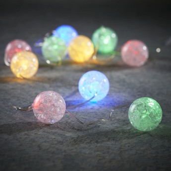 Новогодняя светодиодная гирлянда LUCA LIGHTING, с шариками, мультиколор, на батарейках, 10 ламп, 100 см