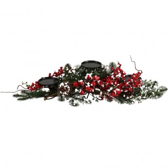 Подсвечник Айден HOUSE OF SEASONS, с ягодами, 65см, красный