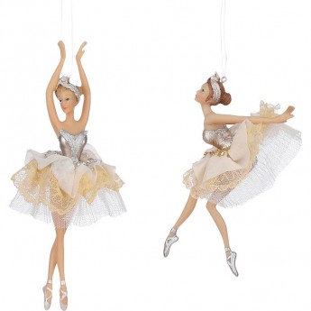 Подвеска балерина HOUSE OF SEASONS, 3,5*2,5*7,5 см, серебро/золото, 2 вида