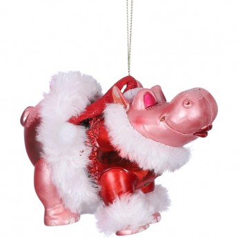 Подвеска бегемот HOUSE OF SEASONS, в красной шубе, 4,2*2,5*4,5 см