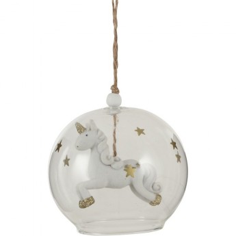 Подвеска единорог в шаре HOUSE OF SEASONS, 1*9 см, белый