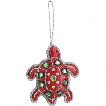 Подвеска HOUSE OF SEASONS, черепашка с вышивкой из бисера, красная, 10*9 см