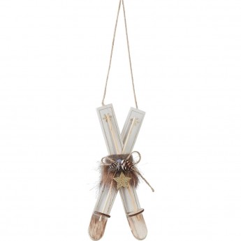 Подвеска HOUSE OF SEASONS, лыжи с рождественским декором, белые, 19*8*3 см Подвеска HOUSE OF SEASONS, лыжи с рождественским декором, белые, 19*8*3 см
