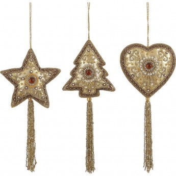 Подвеска HOUSE OF SEASONS, сердце/дерево/звезда, золото, 25*12*2 см