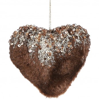 Подвеска HOUSE OF SEASONS, сердце меховое, коричневое, 12*5*12 см