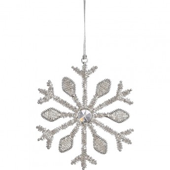 Подвеска HOUSE OF SEASONS, снежинка со стразами, серебро, ø 12 см