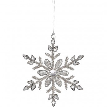 Подвеска HOUSE OF SEASONS, снежинка со стразами, серебро, ø 13 см