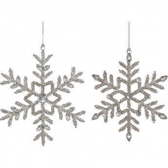 Подвеска HOUSE OF SEASONS, снежинка со стразами, серебро, 2 вида, ø 15 см
