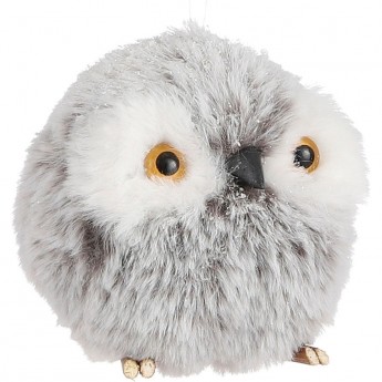Подвеска HOUSE OF SEASONS, сова из меха, серая, 8*8 см