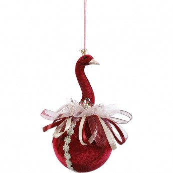Подвеска лебедь HOUSE OF SEASONS, 10*10*20 см, темно-красная
