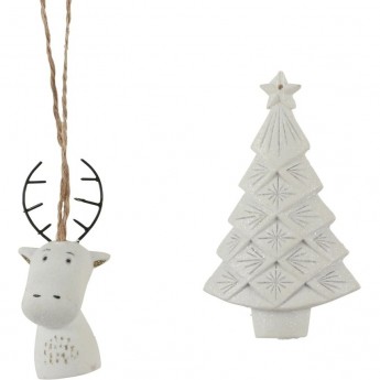 Подвеска на елку зимняя белая 2 вида 5*2*8,5 см