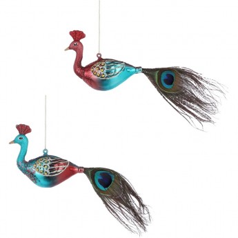 Подвеска павлин HOUSE OF SEASONS, 17*4,5*8 см, бирюзово-красный, 2 вида