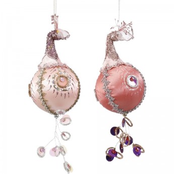 Подвеска павлин HOUSE OF SEASONS, 33х13х9 см, темно-лиловый/светло-розовый