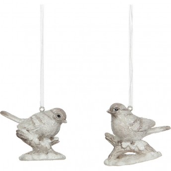 Подвеска птица HOUSE OF SEASONS, 2 вида, 7*4,5*5,5 см, белая