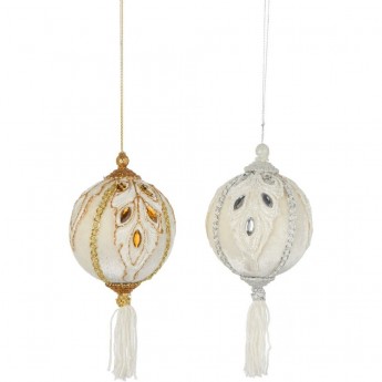 Подвеска шар HOUSE OF SEASONS, 2 вида, Ø 8 см, серебро/золото