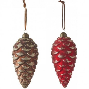 Подвеска шишка HOUSE OF SEASONS, 15*7,5 см, коричневая/красная