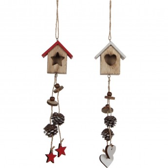 Подвеска скворечник HOUSE OF SEASONS, 6,5*4*12 см, белый/красный