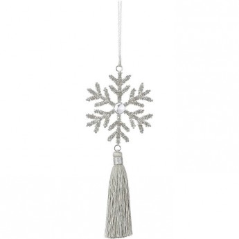Подвеска снежинка HOUSE OF SEASONS, с кисточкой, светло-зеленая, 20*10*2 см