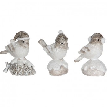Птица HOUSE OF SEASONS, серая в шапке, 3 вида, 7,5*4,5*8 см
