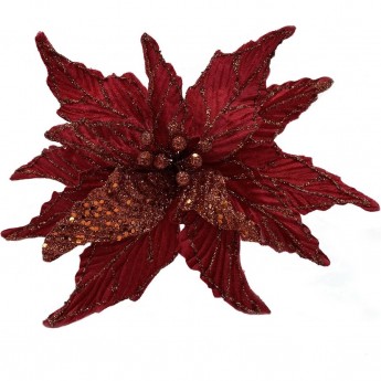 Пуансеттия HOUSE OF SEASONS, на клипсе, Ø 30 см, красная