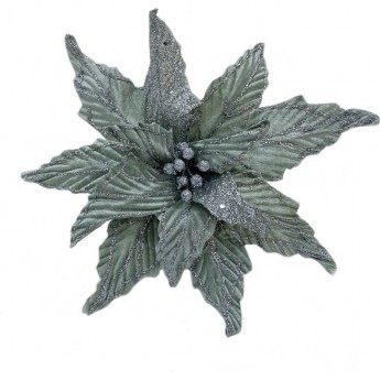 Пуансеттия HOUSE OF SEASONS, на клипсе, Ø 30 см, серебро