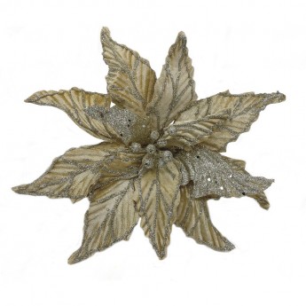 Пуансеттия HOUSE OF SEASONS, на клипсе, Ø 30 см, шампань