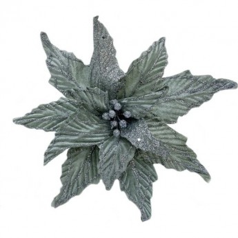 Пуансеттия HOUSE OF SEASONS, на клипсе, Ø 33 см, серебро