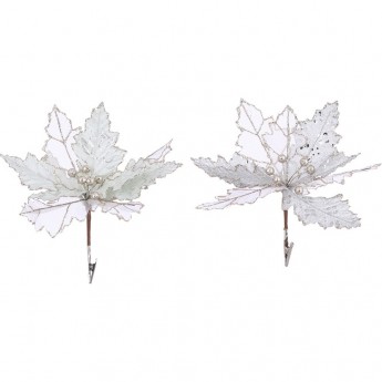 Пуансеттия HOUSE OF SEASONS, на клипсе, 14*20 см, мятная/кремовая, 2 вида