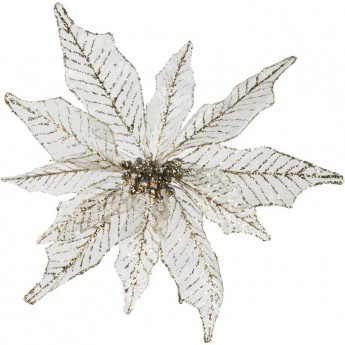 Пуансеттия HOUSE OF SEASONS, на клипсе, 16*26 см, белая