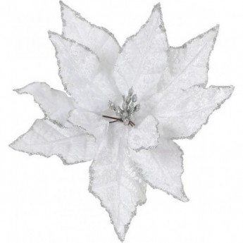 Пуансеттия HOUSE OF SEASONS, на клипсе, 18х20 см, белый