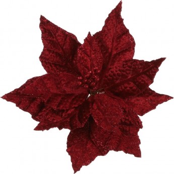Пуансеттия HOUSE OF SEASONS, на клипсе, 18х20 см, бордовая