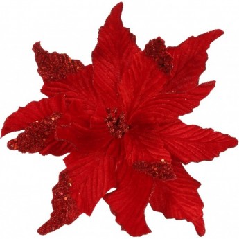Пуансеттия HOUSE OF SEASONS, на клипсе, 18х20 см, красная