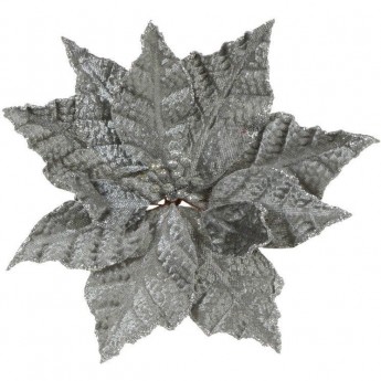 Пуансеттия HOUSE OF SEASONS, на клипсе, 18х20 см, серебро