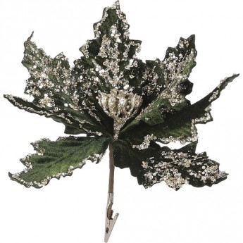 Пуансеттия HOUSE OF SEASONS, на клипсе, 22*24 *10 см, темно-зеленая