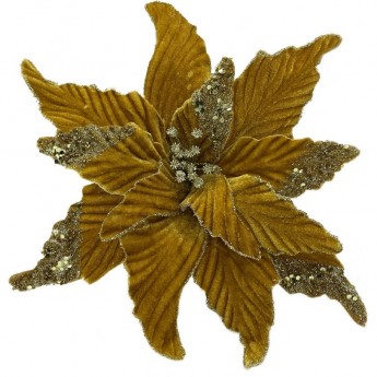 Пуансеттия HOUSE OF SEASONS, на клипсе, 24*28 см, горчичная