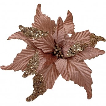 Пуансеттия HOUSE OF SEASONS, на клипсе, 24*28 см, лососевая