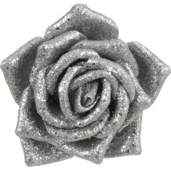 Роза HOUSE OF SEASONS, на клипсе, 6х8 см, серебро