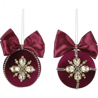 Шар HOUSE OF SEASONS, ø 10 см, темно-красный, со стразами, 2 вида