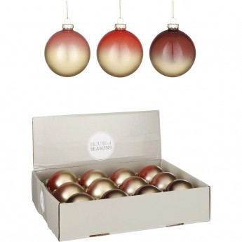 Шар стеклянный ø 8 см темно-розовый/темно-красный/оранжевый 3 вида дисплей (мин.партия 12 шт.)