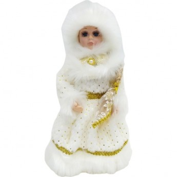 Снегурочка TRIUMPH NORD, в белой, с золотом шубе и шапке, 40 см