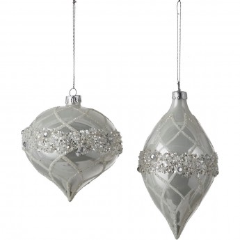 Стеклянный HOUSE OF SEASONS, шар/капля, 15*10см, цвет белый