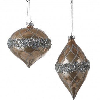 Стеклянный HOUSE OF SEASONS, шар/капля, 15*10см, цвет шампань