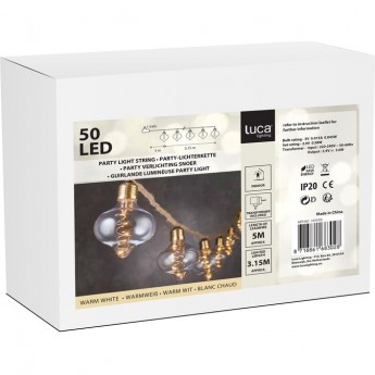 Светодиодная гирлянда LUCA LIGHTING, ретро, с рифлеными лампочками, теплый белый свет, 10 ламп, 315 см