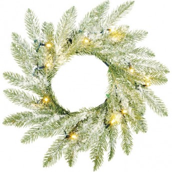 Венок хвойный Чемберлен EDELMAN B.V. диам 35 см б/о с 10 лампами заснеженный