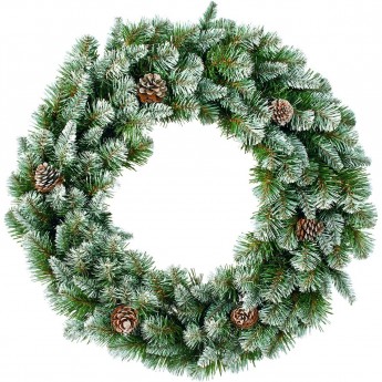 Венок хвойный Императрица TRIUMPH TREE с шишками заснеженная диам 60 см