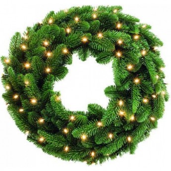 Венок хвойный Нормандия TRIUMPH TREE диам 60 см с 72 лампами темно-зеленый