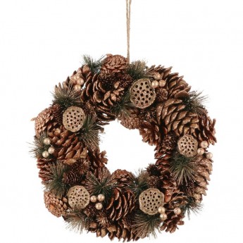 Венок из натуральных материалов HOUSE OF SEASONS 8,5х34 см золото