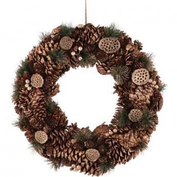 Венок из натуральных материалов HOUSE OF SEASONS 9,5х48 см золото