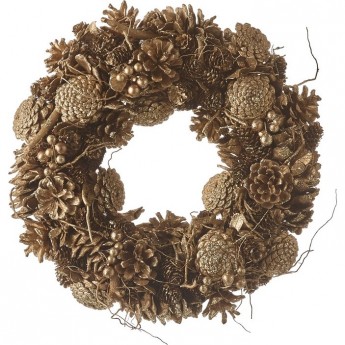 Венок из шишек HOUSE OF SEASONS 9*35 см цвет золото