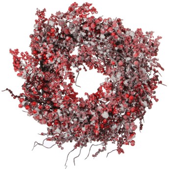 Венок с ягодами HOUSE OF SEASONS диам 50 см красный в снегу